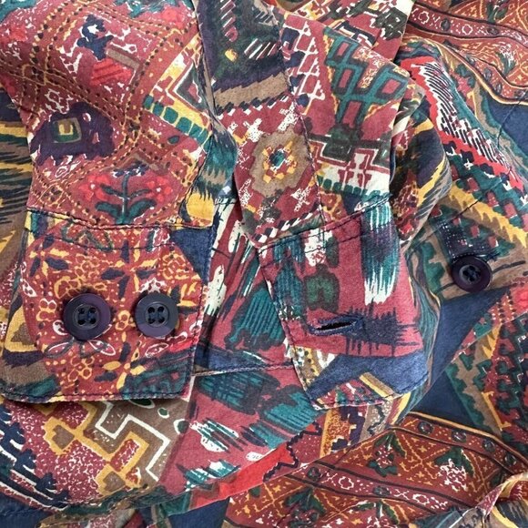 Best American Clothing 100% Silk Southwestern Print Button-Up Blouse Size Small - Picture 14 of 14